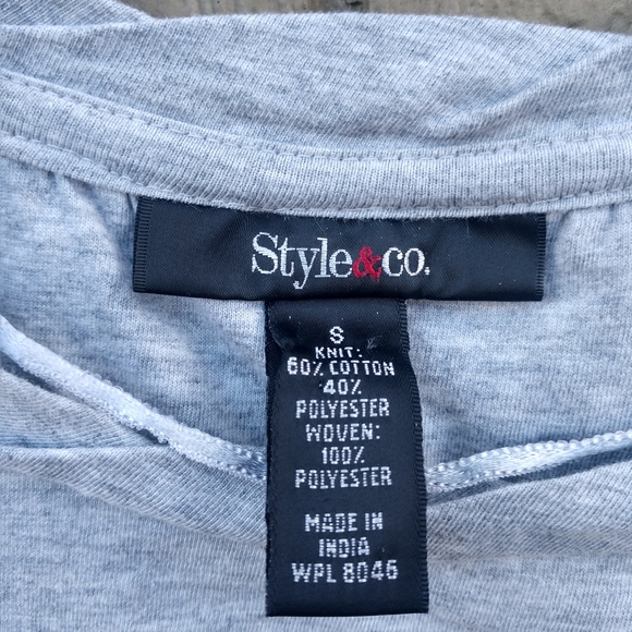 Style&Co short sleeve gray peach top - Picture 5 of 8